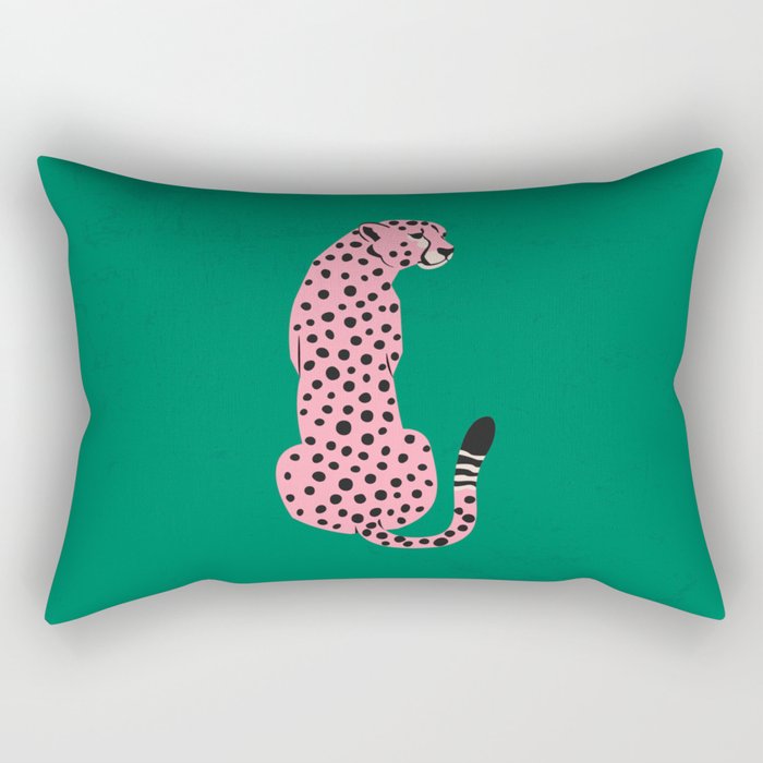 The Stare: Pink Cheetah Edition Rectangular Pillow Gallery Image 1