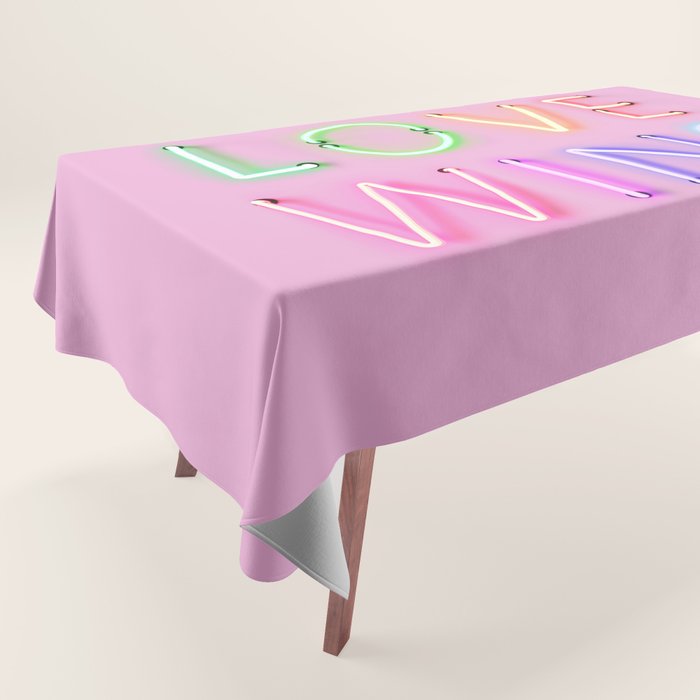 LOVE WINS - Rainbow Neon Tablecloth Gallery Image 1