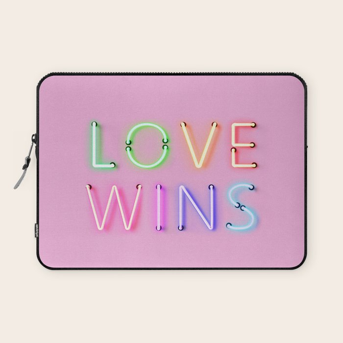 LOVE WINS - Rainbow Neon Laptop Sleeve Gallery Image 1