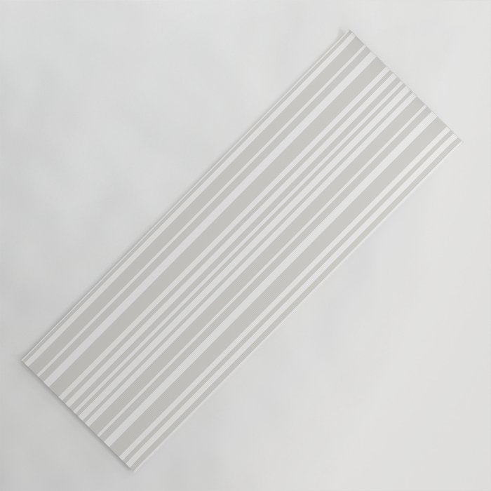 Classic Stripes XLII - Grey and White Yoga Mat Gallery Image 1
