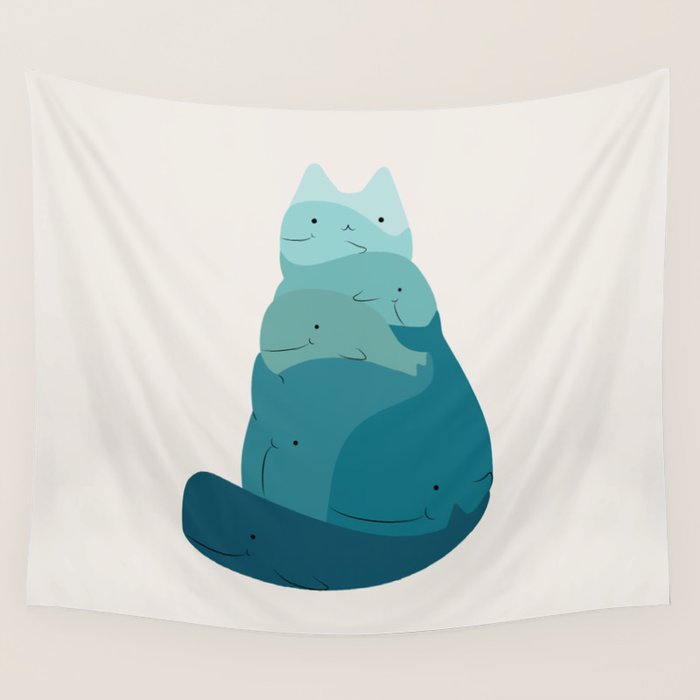 Cat Landscape 171: A Hungry Cat Wall Tapestry Gallery Image 1