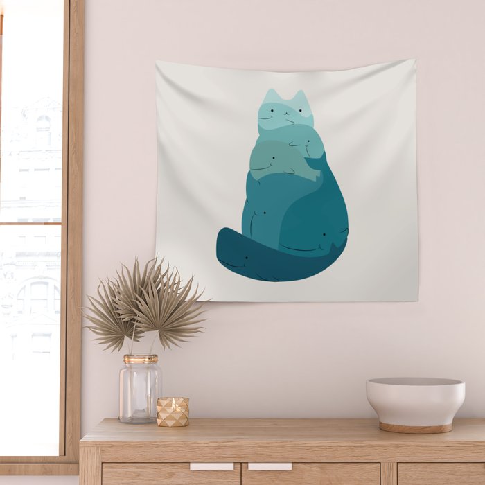 Cat Landscape 171: A Hungry Cat Wall Tapestry Gallery Image 2