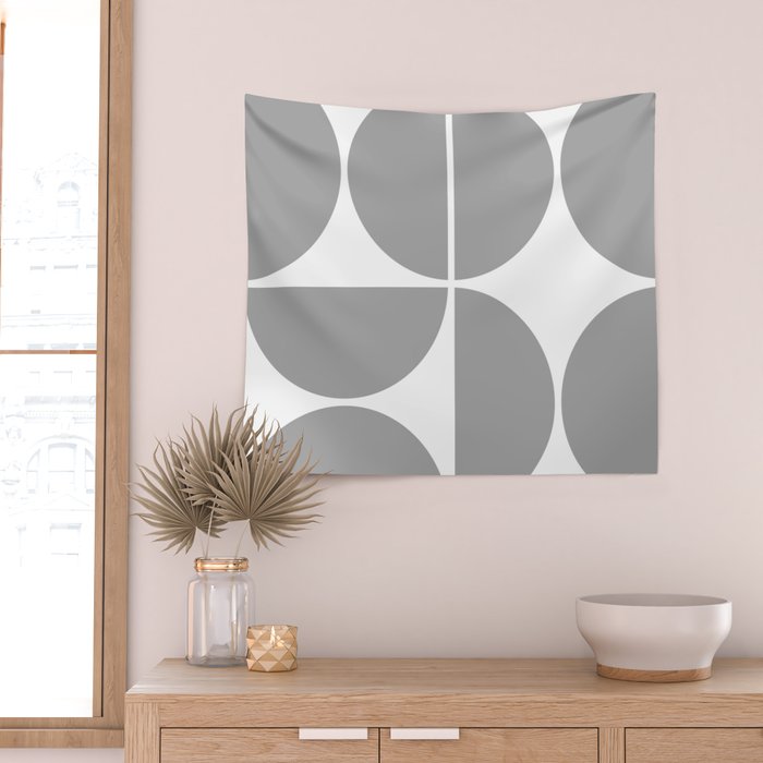 Mid Century Modern Grey Square Wall Tapestry Gallery Image 2