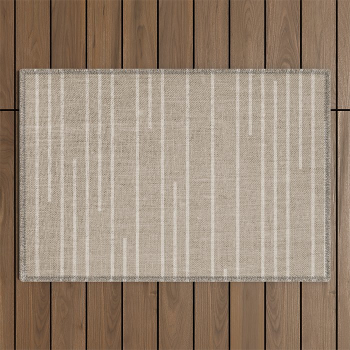 Boho Minimal Neutral Stripes Pattern Outdoor Rug Gallery Image 1