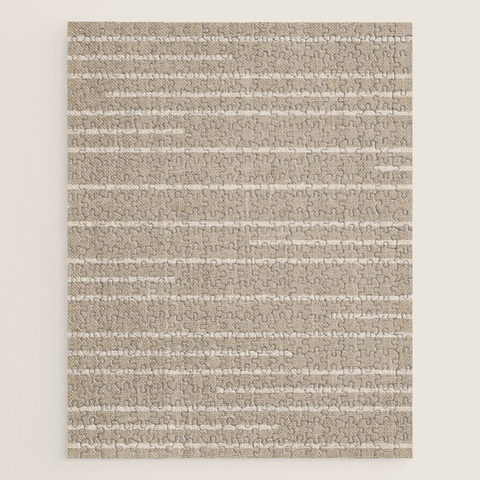Boho Minimal Neutral Stripes Pattern Jigsaw Puzzle Gallery Image 1