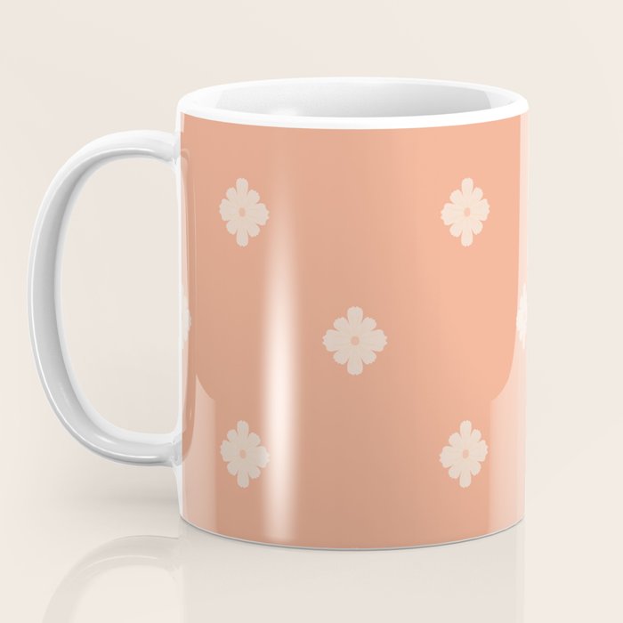 Peach Dot Flower - Minimal Vintage Floral Pattern Coffee Mug Gallery Image 3