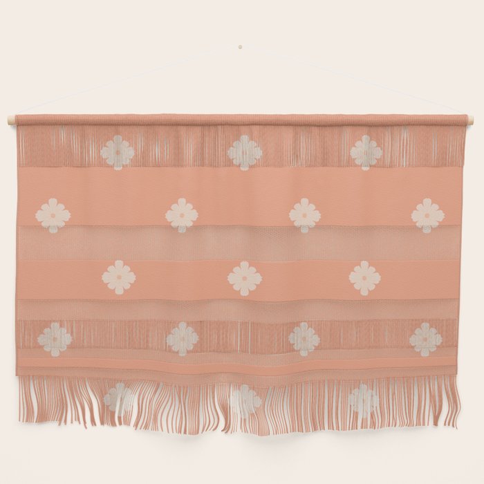 Peach Dot Flower - Minimal Vintage Floral Pattern Wall Hanging Gallery Image 1