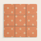 Peach Dot Flower - Minimal Vintage Floral Pattern Wood Wall Art Gallery Image 1