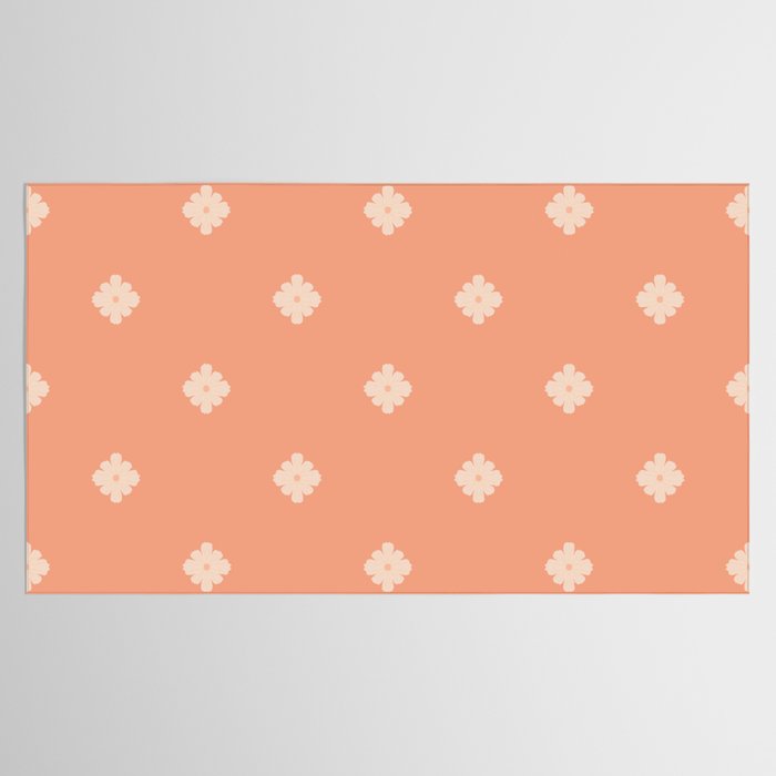 Peach Dot Flower - Minimal Vintage Floral Pattern Tablecloth Gallery Image 2