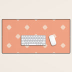 Peach Dot Flower - Minimal Vintage Floral Pattern Desk Mat Gallery Image 1