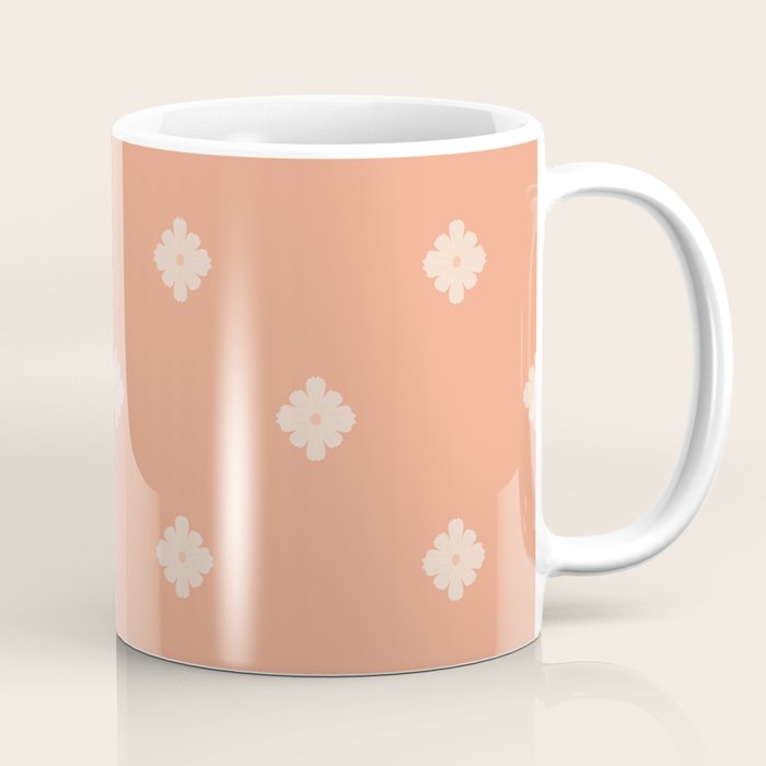 Peach Dot Flower - Minimal Vintage Floral Pattern Coffee Mug Gallery Image 1