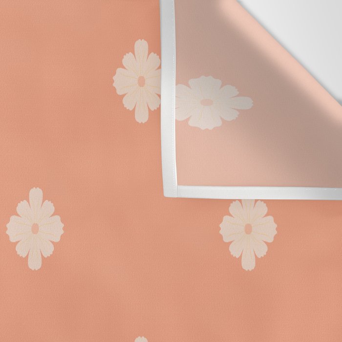 Peach Dot Flower - Minimal Vintage Floral Pattern Wall Tapestry Gallery Image 3