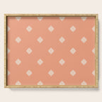 Peach Dot Flower - Minimal Vintage Floral Pattern Serving Tray Gallery Image 1