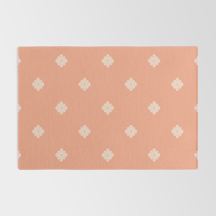 Peach Dot Flower - Minimal Vintage Floral Pattern Rug Gallery Image 2
