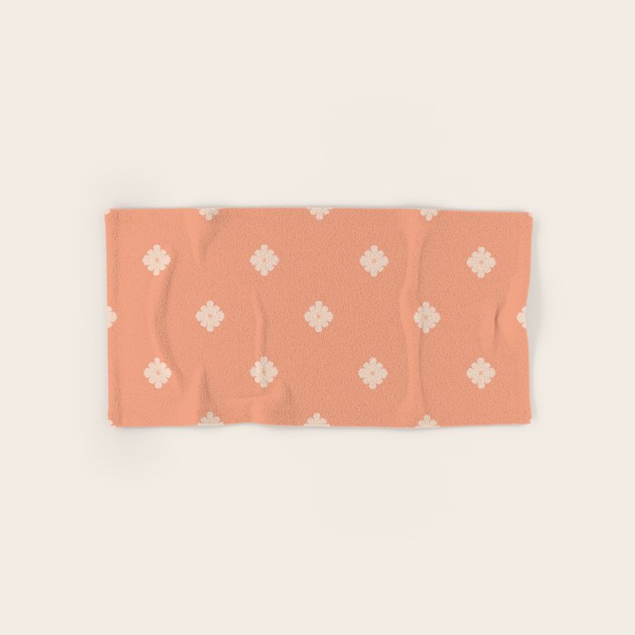 Peach Dot Flower - Minimal Vintage Floral Pattern Bath Towel Gallery Image 1