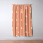 Peach Dot Flower - Minimal Vintage Floral Pattern Window Curtain Gallery Image 3