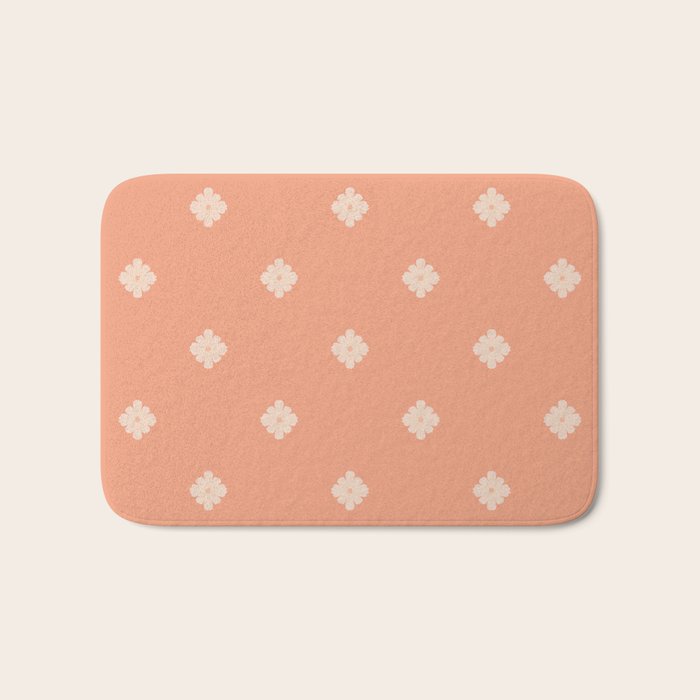 Peach Dot Flower - Minimal Vintage Floral Pattern Bath Mat Gallery Image 1