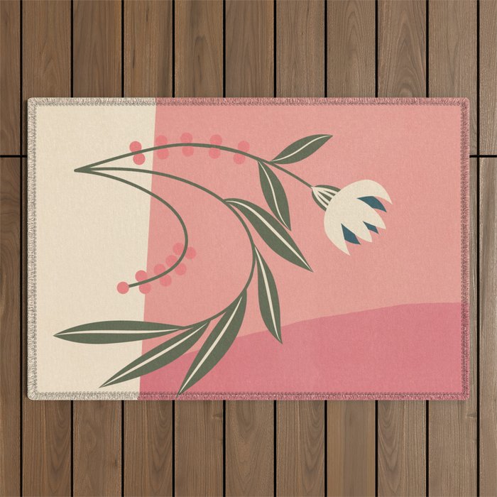 Minimal Abstract Flowers 21 Outdoor Rug Gallery Image 1
