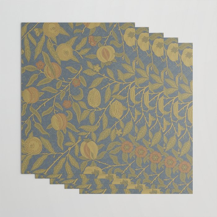William Morris Vintage Fruit Blue Thyme Green Pattern Wrapping Paper Gallery Image 3