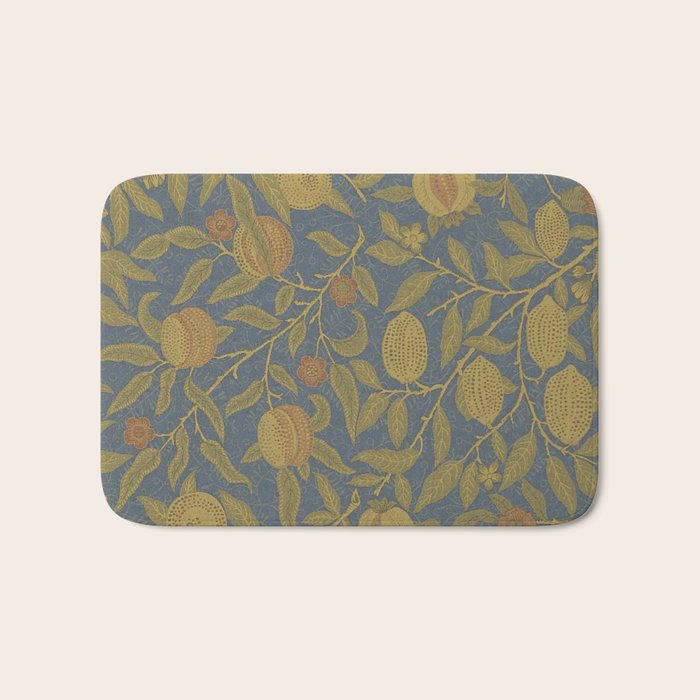 William Morris Vintage Fruit Blue Thyme Green Pattern Bath Mat Gallery Image 1
