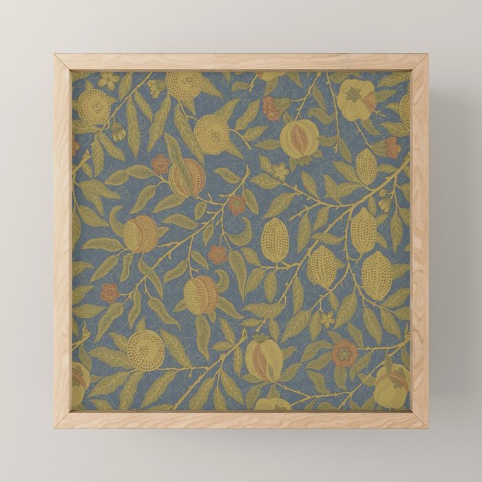 William Morris Vintage Fruit Blue Thyme Green Pattern Mini Art Print Gallery Image 1