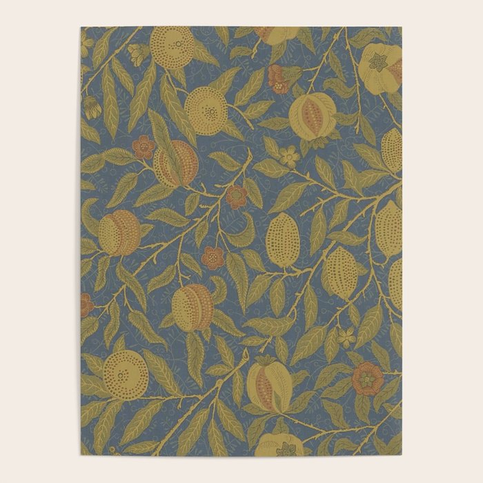 William Morris Vintage Fruit Blue Thyme Green Pattern Poster Gallery Image 4