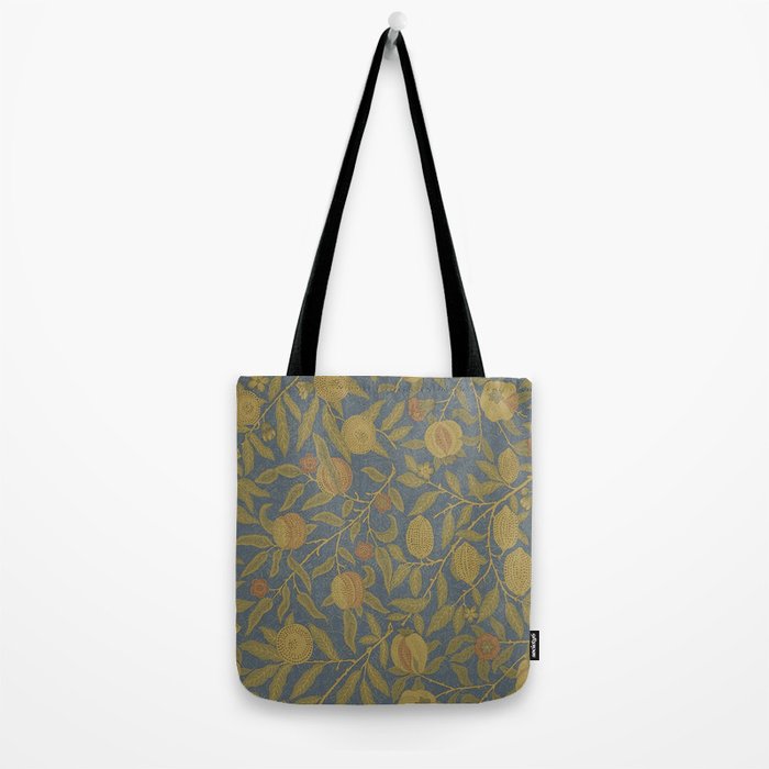 William Morris Vintage Fruit Blue Thyme Green Pattern Tote Bag Gallery Image 2