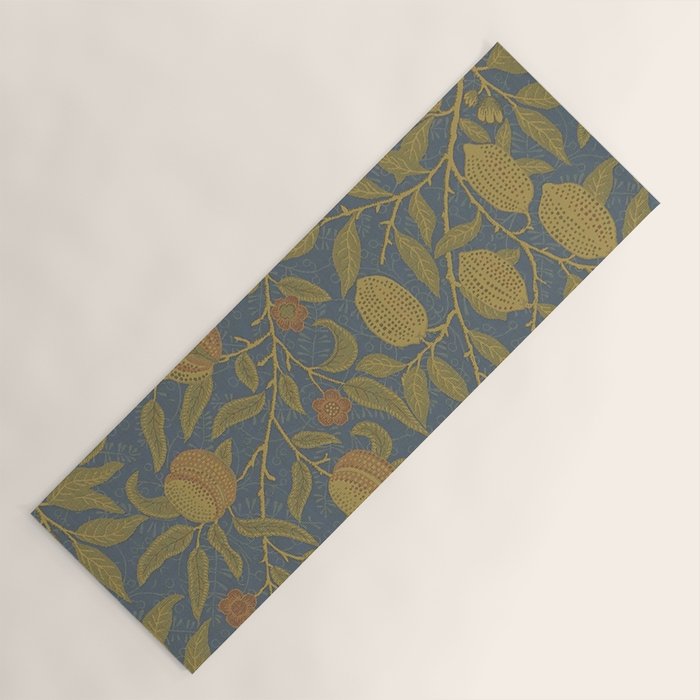 William Morris Vintage Fruit Blue Thyme Green Pattern Yoga Mat Gallery Image 1
