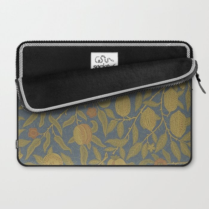 William Morris Vintage Fruit Blue Thyme Green Pattern Laptop Sleeve Gallery Image 2