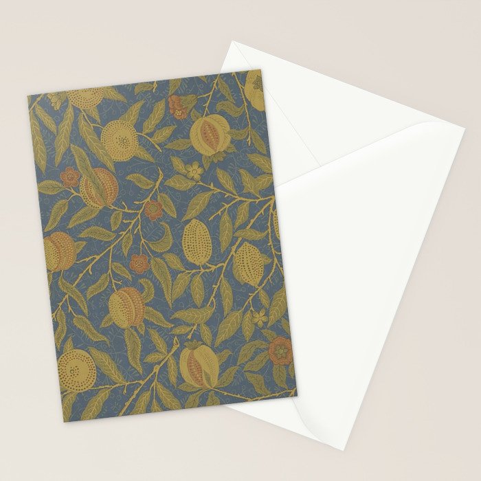 William Morris Vintage Fruit Blue Thyme Green Pattern Stationery Card Gallery Image 2