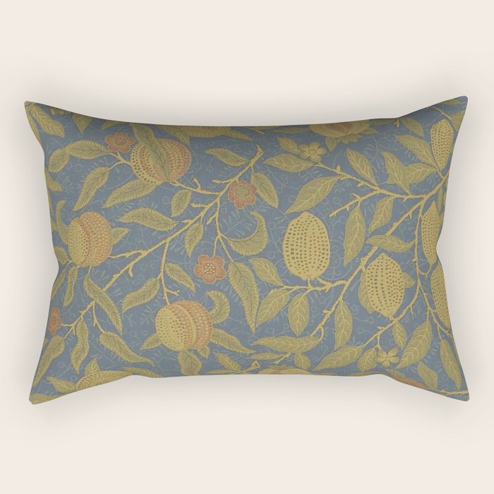 William Morris Vintage Fruit Blue Thyme Green Pattern Rectangular Pillow Gallery Image 2