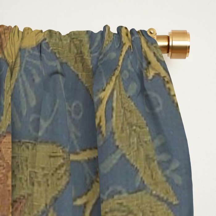 William Morris Vintage Fruit Blue Thyme Green Pattern Window Curtain Gallery Image 2