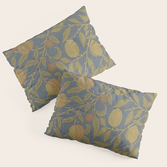 William Morris Vintage Fruit Blue Thyme Green Pattern Pillow Sham Gallery Image 1