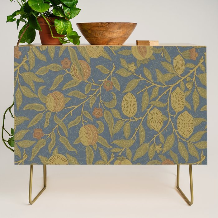 William Morris Vintage Fruit Blue Thyme Green Pattern Credenza Gallery Image 1