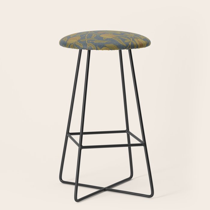 William Morris Vintage Fruit Blue Thyme Green Pattern Stool Gallery Image 1