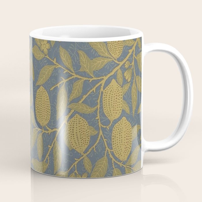William Morris Vintage Fruit Blue Thyme Green Pattern Coffee Mug Gallery Image 1