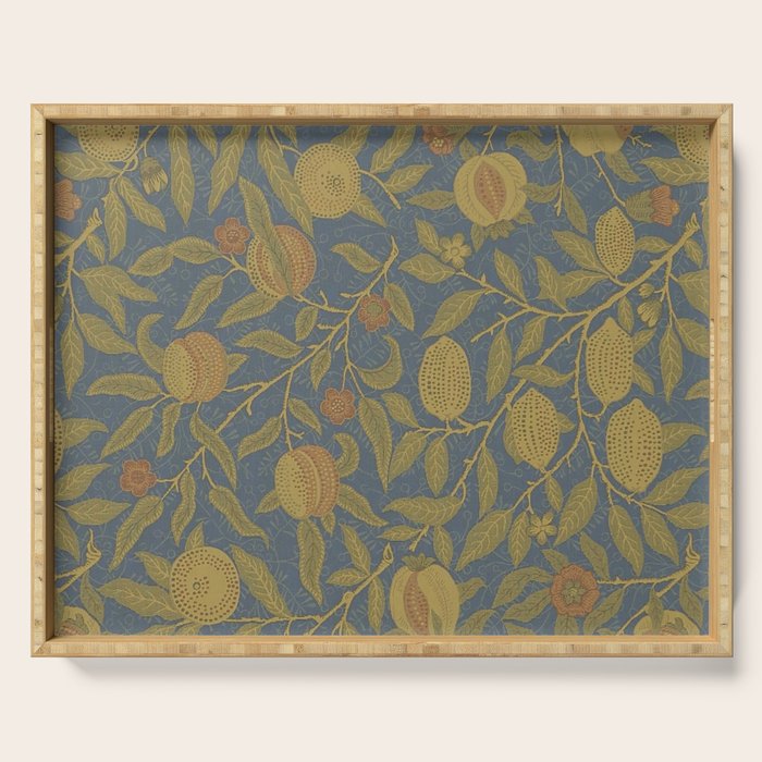 William Morris Vintage Fruit Blue Thyme Green Pattern Serving Tray Gallery Image 1