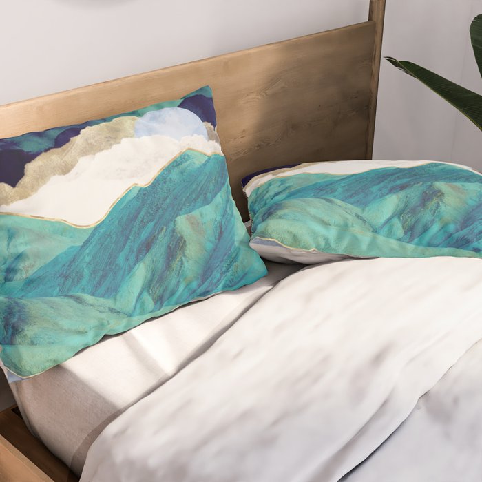 Teal Mountains Pillow Sham Gallery Image 2