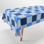 French Ocean Blue Checks Pattern Tablecloth Gallery Image 1