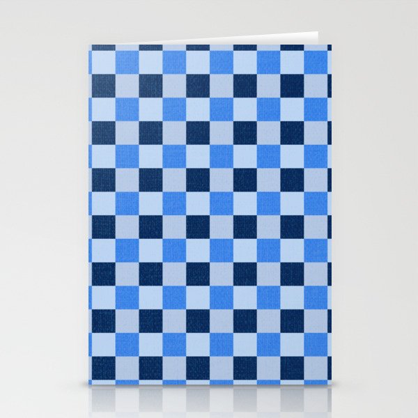 French Ocean Blue Checks Pattern Stationery Card Gallery Image 2