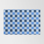 French Ocean Blue Checks Pattern Rug Gallery Image 2