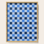 French Ocean Blue Checks Pattern Serving Tray Gallery Image 1