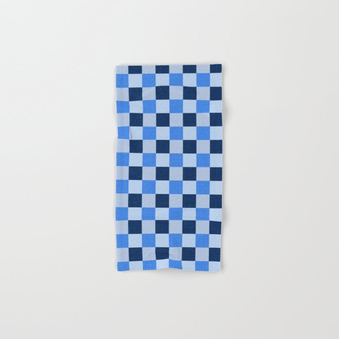 French Ocean Blue Checks Pattern Bath Towel Gallery Image 1