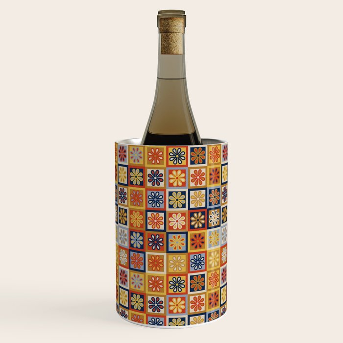 Retro Colorful Flower Checkerboard Wine Chiller Gallery Image 3