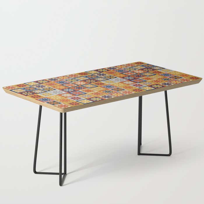 Retro Colorful Flower Checkerboard Coffee Table Gallery Image 1