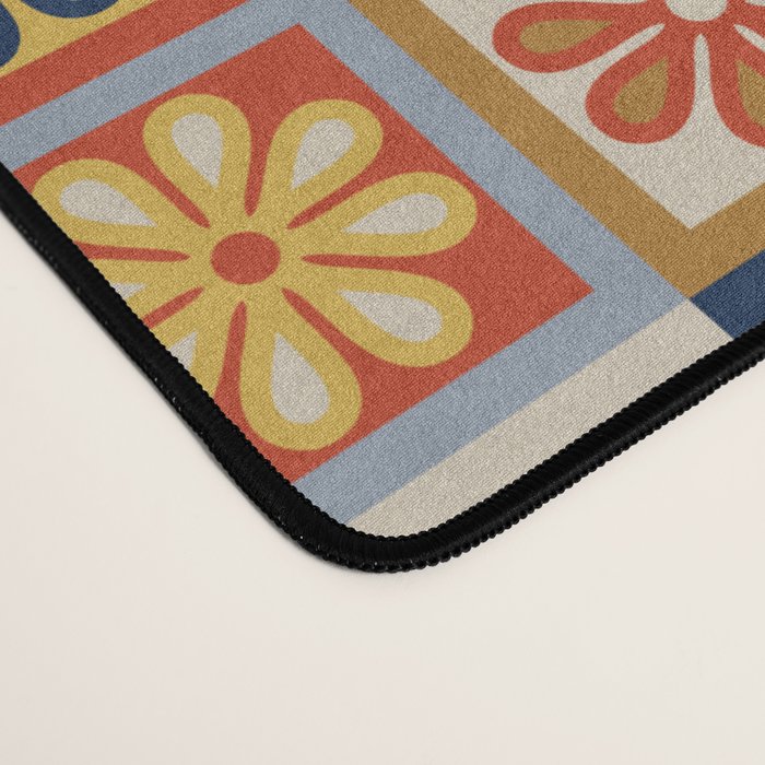 Retro Colorful Flower Checkerboard Desk Mat Gallery Image 4