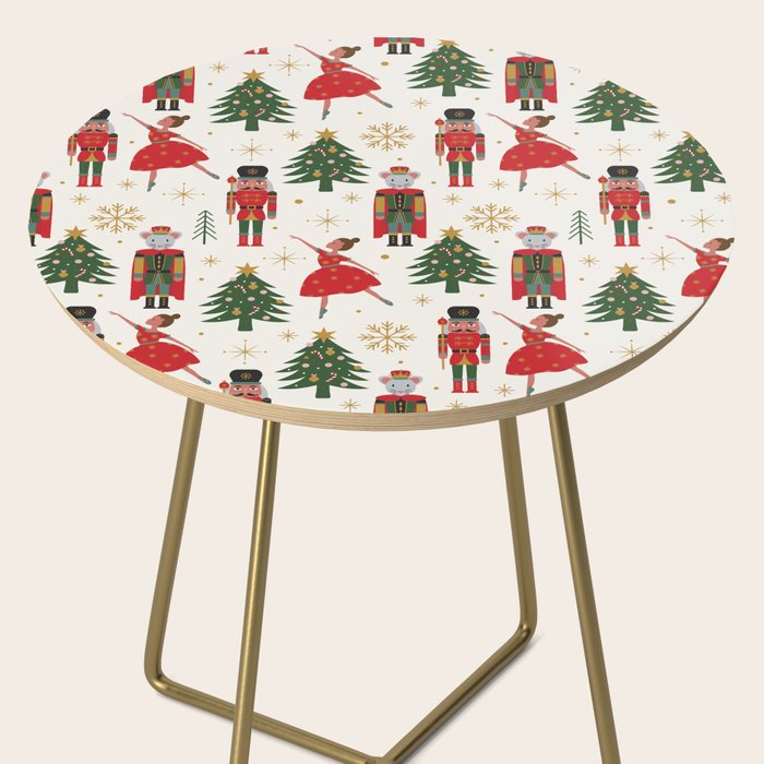 Retro Nutcracker and Ballerina Christmas Pattern Side Table Gallery Image 2