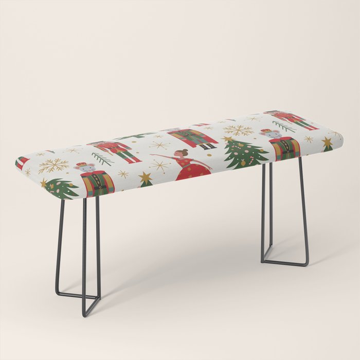 Retro Nutcracker and Ballerina Christmas Pattern Bench Gallery Image 1