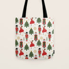 Retro Nutcracker and Ballerina Christmas Pattern Tote Bag Gallery Image 1
