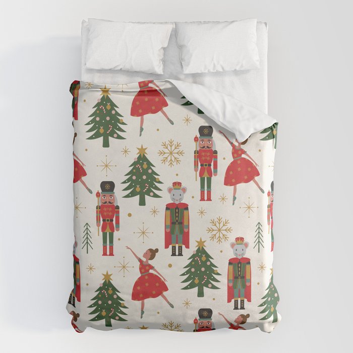 Retro Nutcracker and Ballerina Christmas Pattern Duvet Cover Gallery Image 6